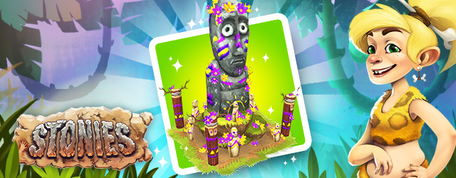 A summerly Moai monument in our Stone Age Game Stonies.
