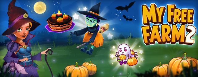 Die Halloween-Aktion in My Free Farm 2 mit der Kuchen-Hexe.