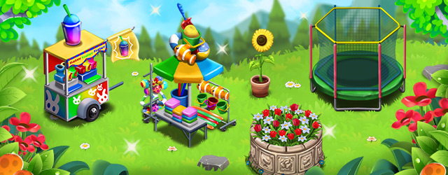 Das Sommer Event 2025 in Wurzelimperium 2 kommt mit einem Trampolin, einem Slushi-Stand sowie Strandzubehör als Event-Deko daher.